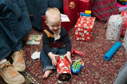 Drew helped himself to someone else's present: so cute!